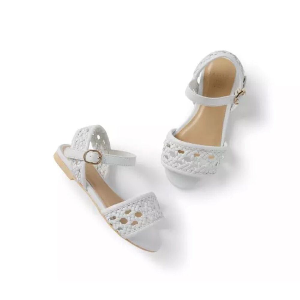Janie and Jack Basketweave Sandal in White Size 10